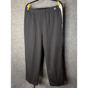 Vintage Champion Women's XL Track Pants Black Open Bottom Side Stripe Casual 90s